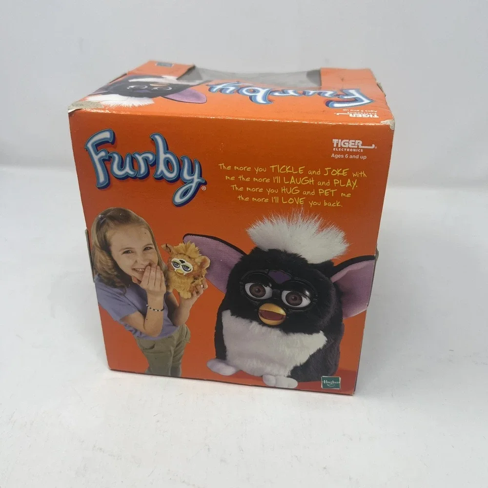 Vintage Bear Furby Neon Green Eyes New White Tan 1998 2001 NIB